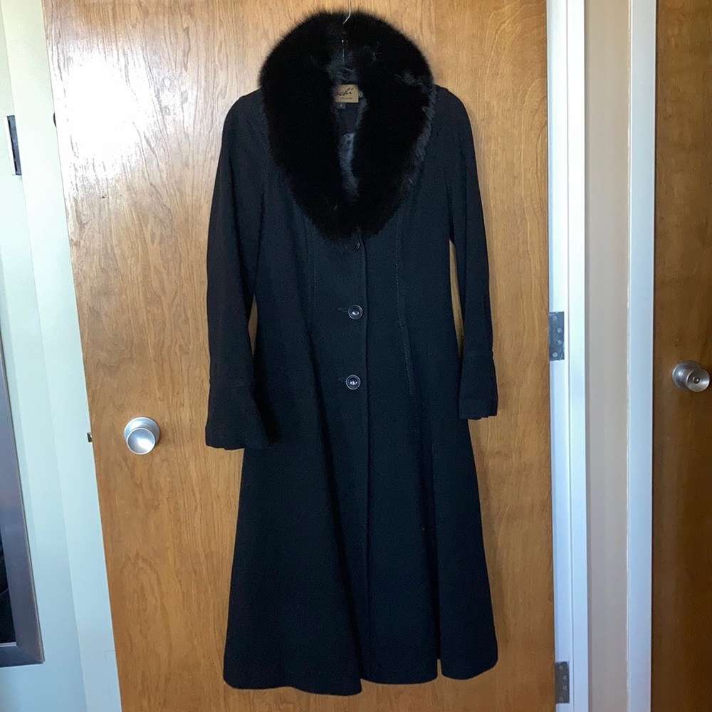 Sachi black dyed fox fur coat